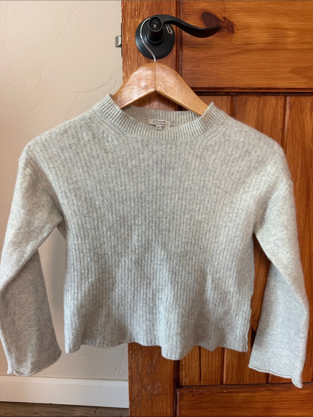 Jigsaw London Wool & Cashmere Ribbed Knit Sweater - Size XS (Light Grey)